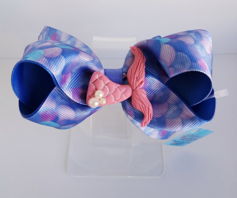 Laço Boutique Duplo Grande Azul/Escamas Sereia - Imagem 2