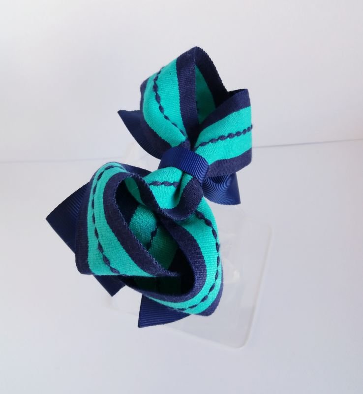 Laço Boutique Grande Azul e Verde Presponto - Imagem 2