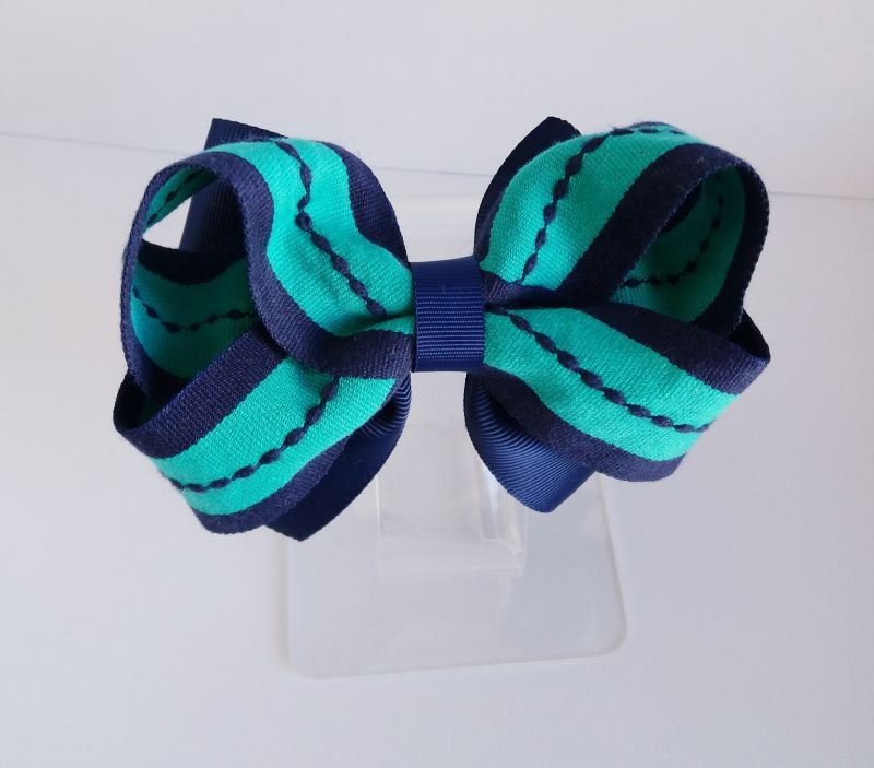 Laço Boutique Grande Azul e Verde Presponto