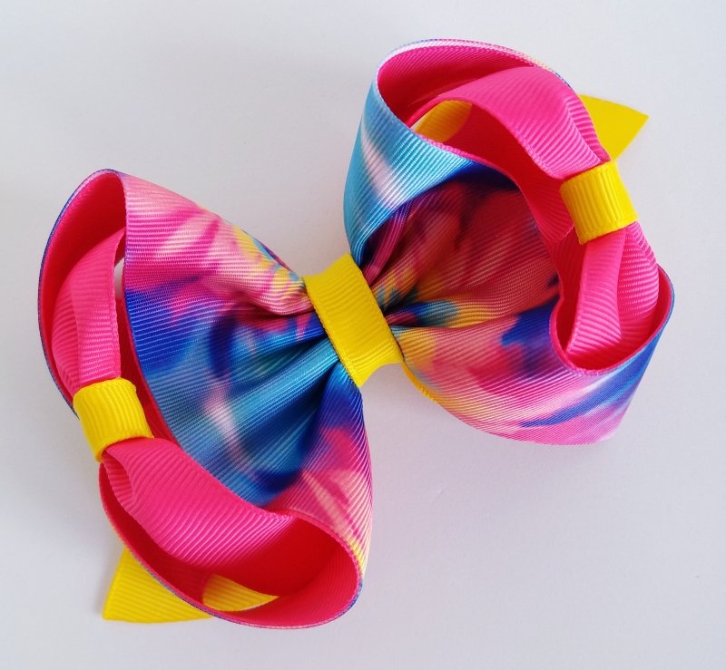 Laço Estilo Juju Grande Pink/Floral Neon