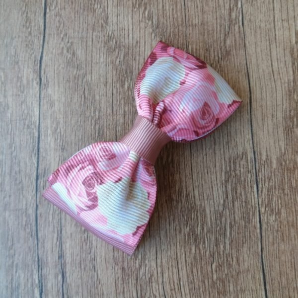 Laço Gravata Duplo Médio Rose Floral - Image 2