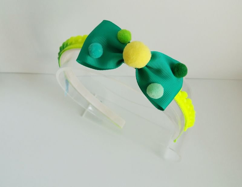 Tiara Laço Verde Degradê com Pompom - Imagem 2