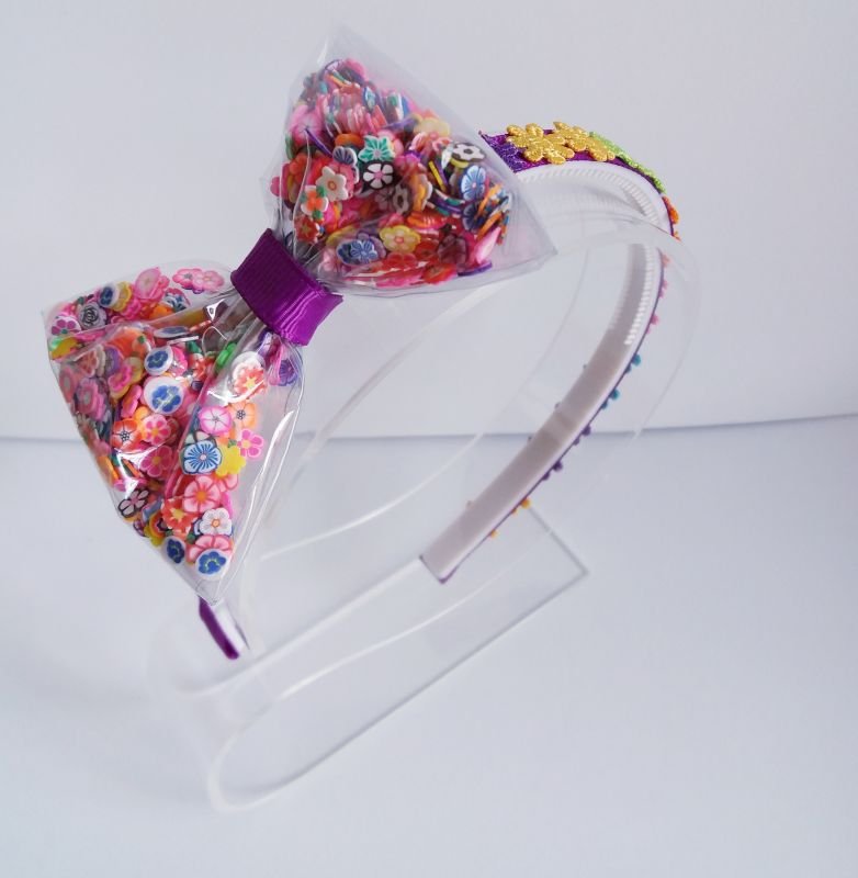 Tiara Laço Transparente Flores