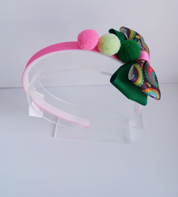 Tiara Laço Duplo Laço e Pompom Neon - Imagem 2
