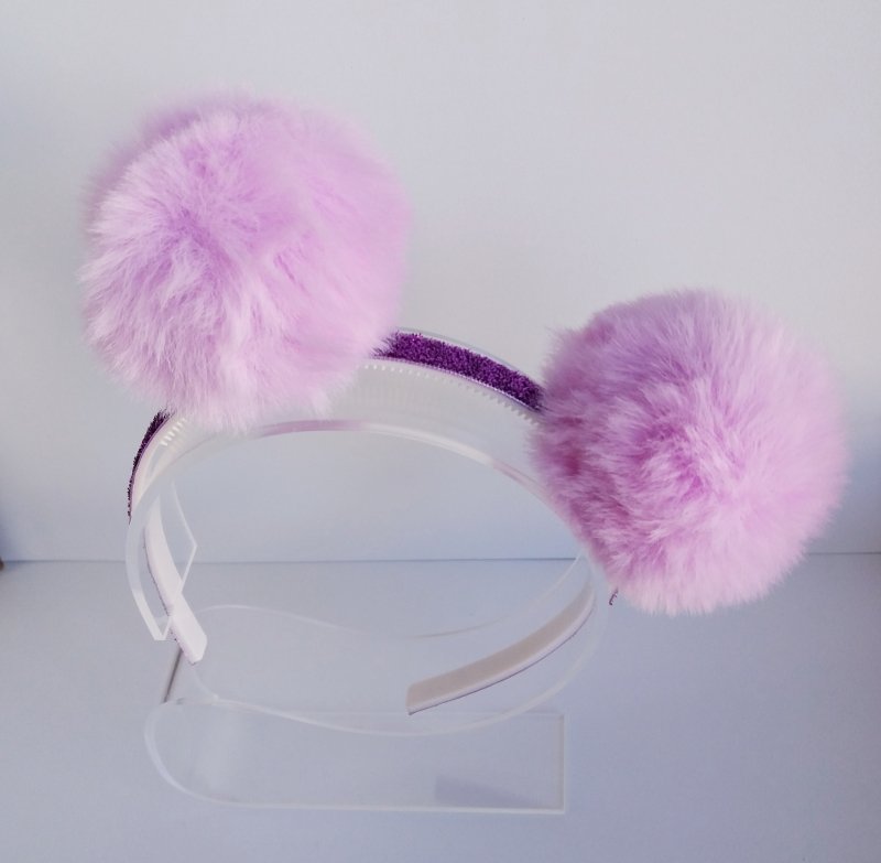 Tiara Pompom Removível Lurex e Pompom Lilás - Imagem 3